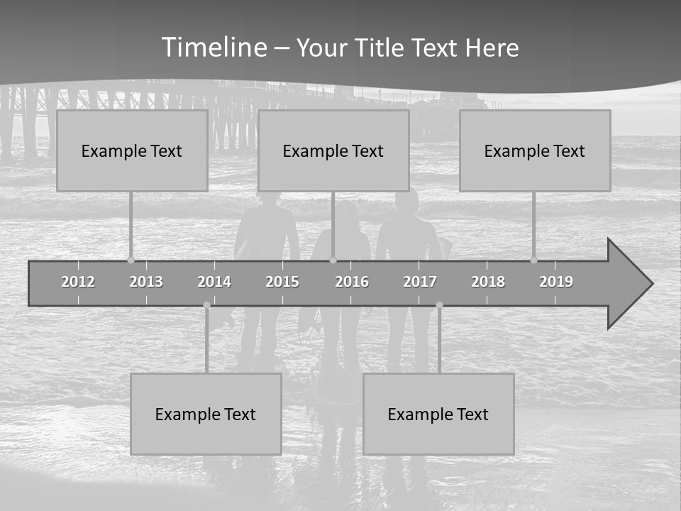 Three Surfers Are Standing On The Beach With Their Surfboards PowerPoint Template