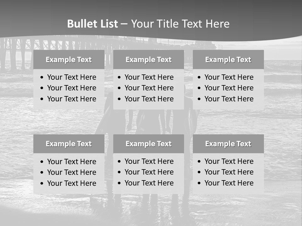 Three Surfers Are Standing On The Beach With Their Surfboards PowerPoint Template
