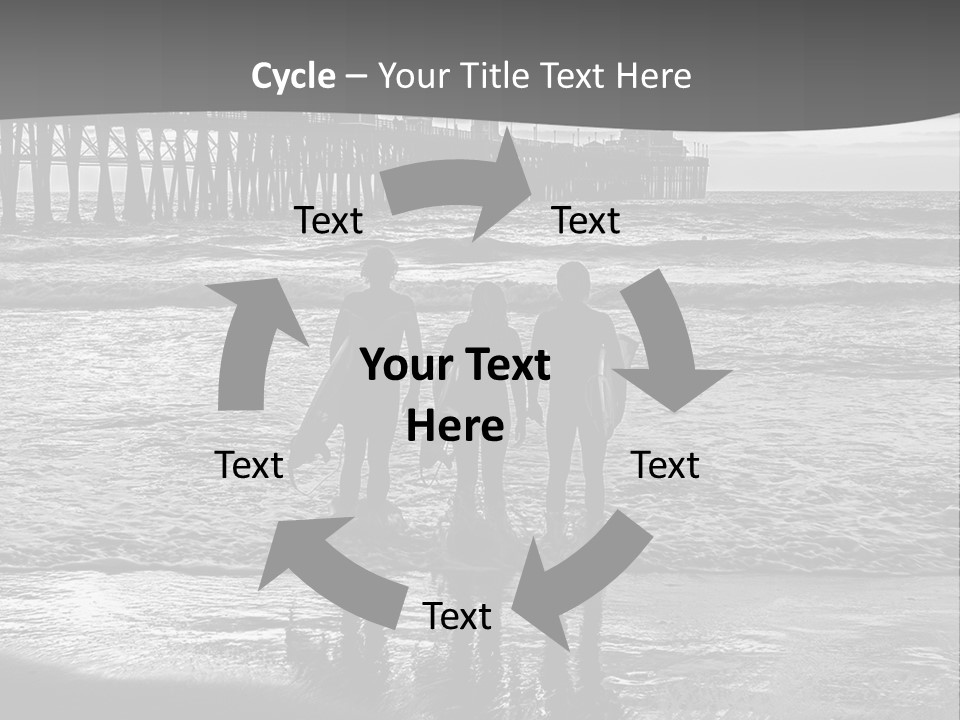 Three Surfers Are Standing On The Beach With Their Surfboards PowerPoint Template