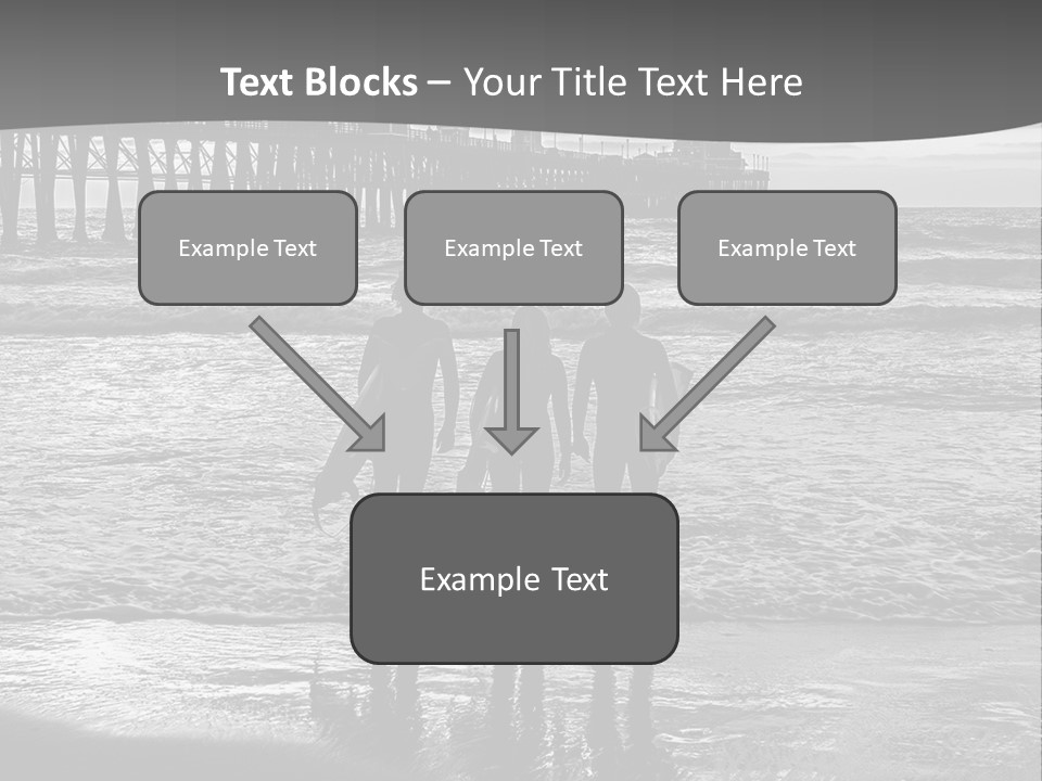 Three Surfers Are Standing On The Beach With Their Surfboards PowerPoint Template