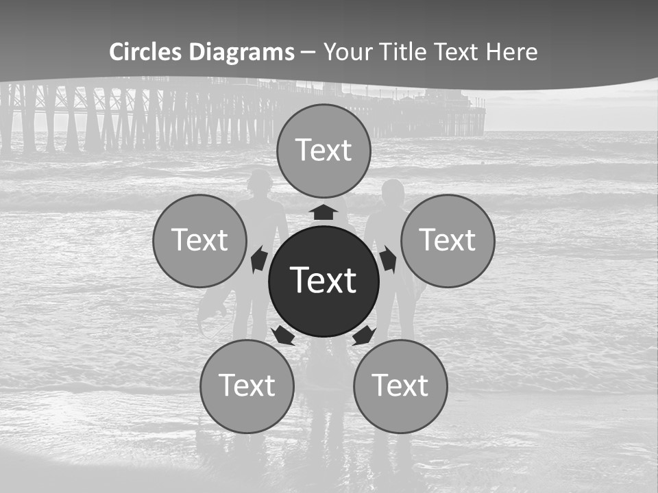 Three Surfers Are Standing On The Beach With Their Surfboards PowerPoint Template