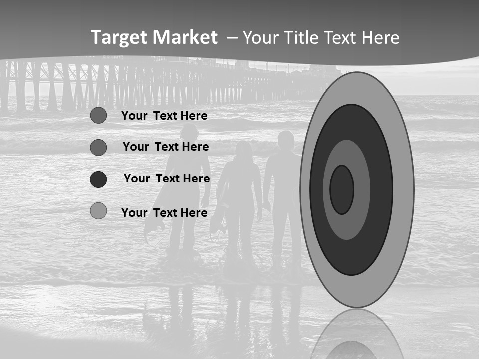 Three Surfers Are Standing On The Beach With Their Surfboards PowerPoint Template