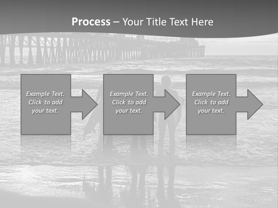 Three Surfers Are Standing On The Beach With Their Surfboards PowerPoint Template
