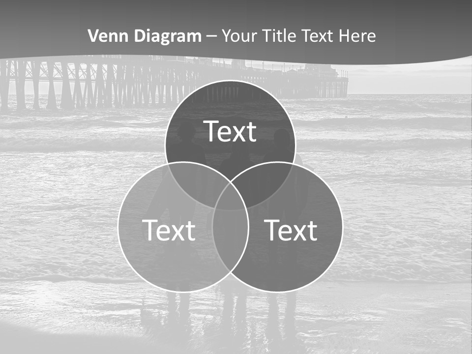 Three Surfers Are Standing On The Beach With Their Surfboards PowerPoint Template