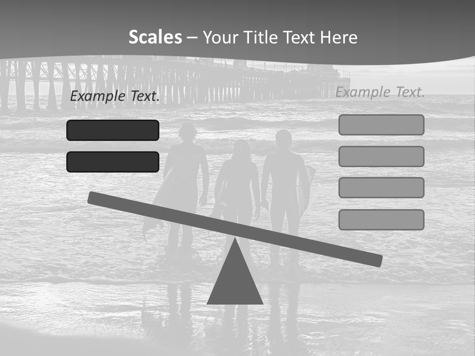 Three Surfers Are Standing On The Beach With Their Surfboards PowerPoint Template