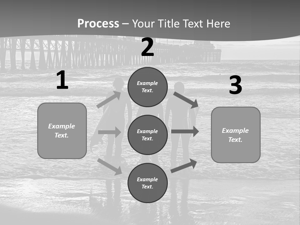 Three Surfers Are Standing On The Beach With Their Surfboards PowerPoint Template