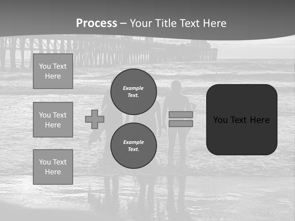 Three Surfers Are Standing On The Beach With Their Surfboards PowerPoint Template
