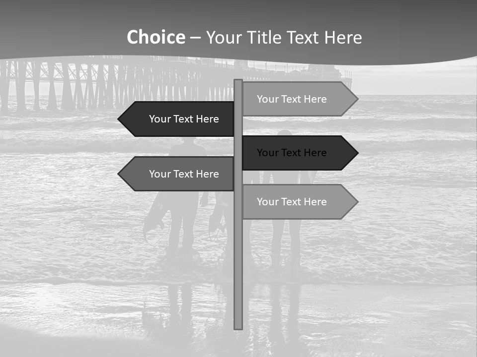 Three Surfers Are Standing On The Beach With Their Surfboards PowerPoint Template