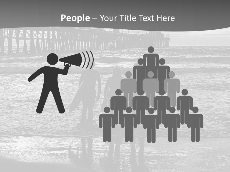 Three Surfers Are Standing On The Beach With Their Surfboards PowerPoint Template