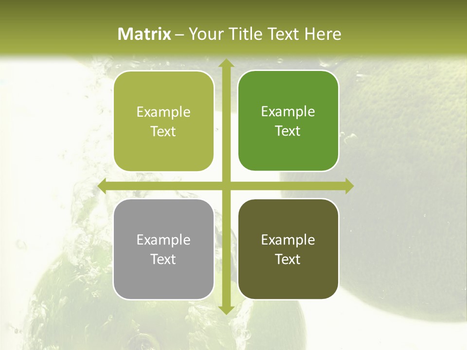 A Green Apple And Two Limes Are In The Water PowerPoint Template