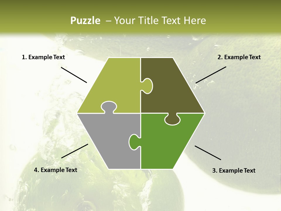 A Green Apple And Two Limes Are In The Water PowerPoint Template