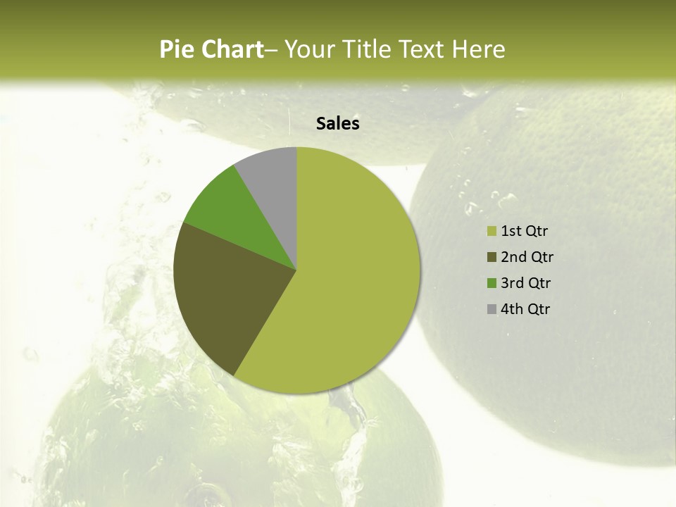 A Green Apple And Two Limes Are In The Water PowerPoint Template