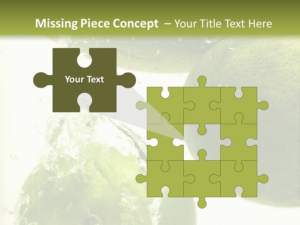 A Green Apple And Two Limes Are In The Water PowerPoint Template