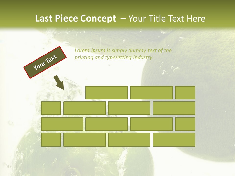 A Green Apple And Two Limes Are In The Water PowerPoint Template