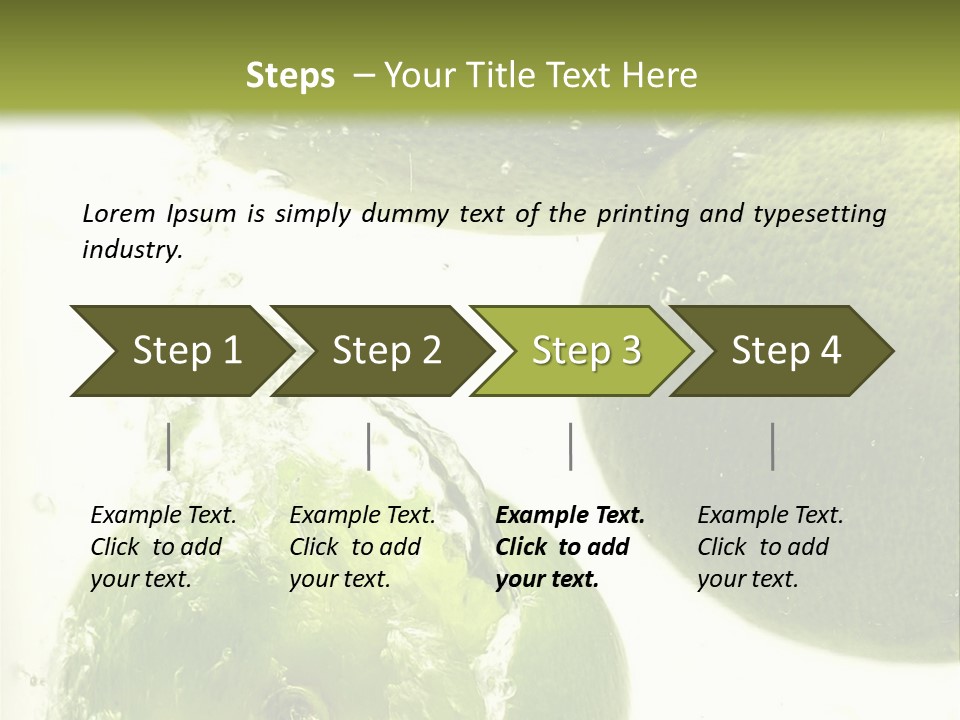 A Green Apple And Two Limes Are In The Water PowerPoint Template