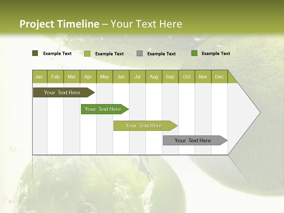 A Green Apple And Two Limes Are In The Water PowerPoint Template