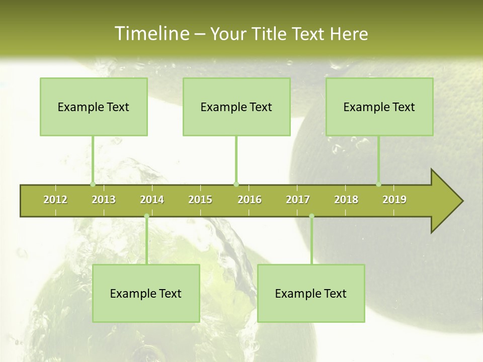 A Green Apple And Two Limes Are In The Water PowerPoint Template