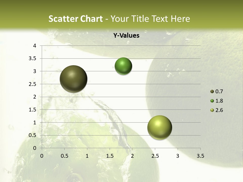 A Green Apple And Two Limes Are In The Water PowerPoint Template
