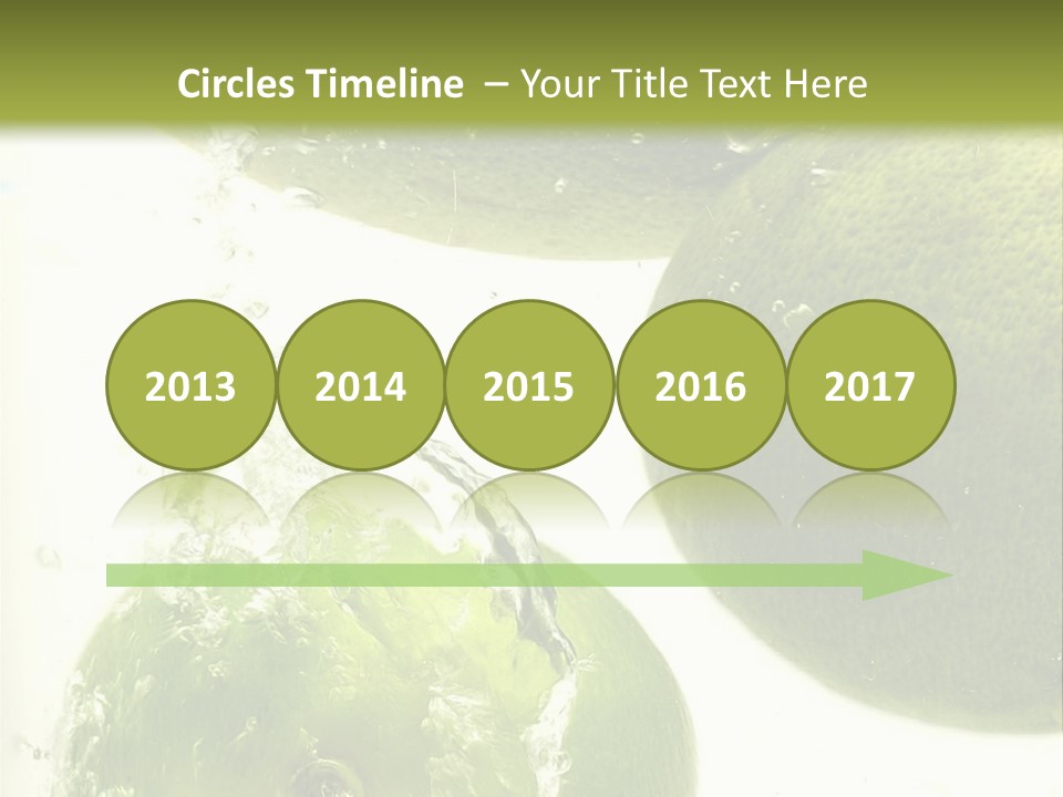 A Green Apple And Two Limes Are In The Water PowerPoint Template