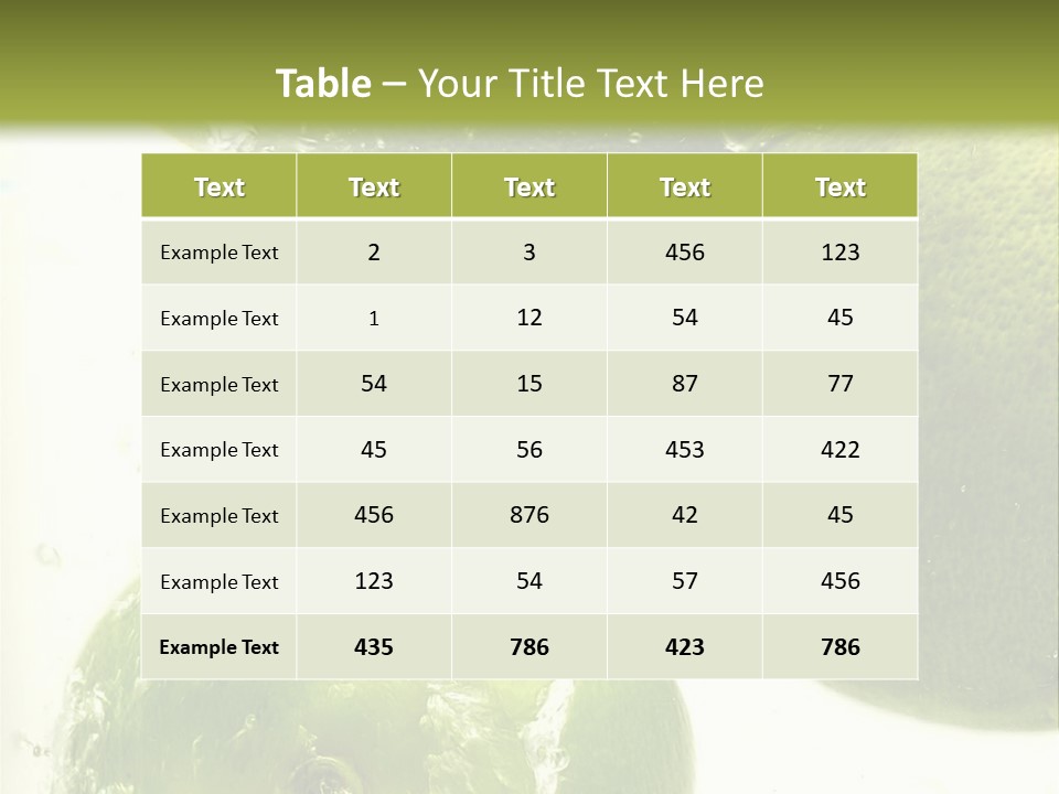 A Green Apple And Two Limes Are In The Water PowerPoint Template