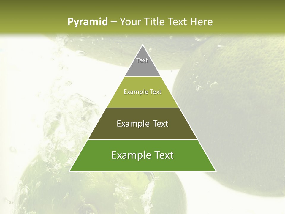 A Green Apple And Two Limes Are In The Water PowerPoint Template