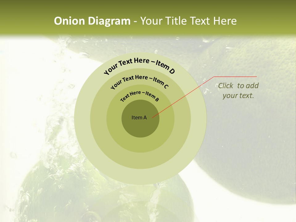 A Green Apple And Two Limes Are In The Water PowerPoint Template