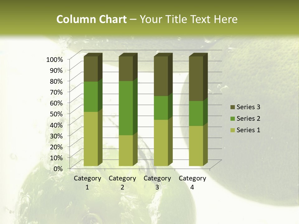 A Green Apple And Two Limes Are In The Water PowerPoint Template