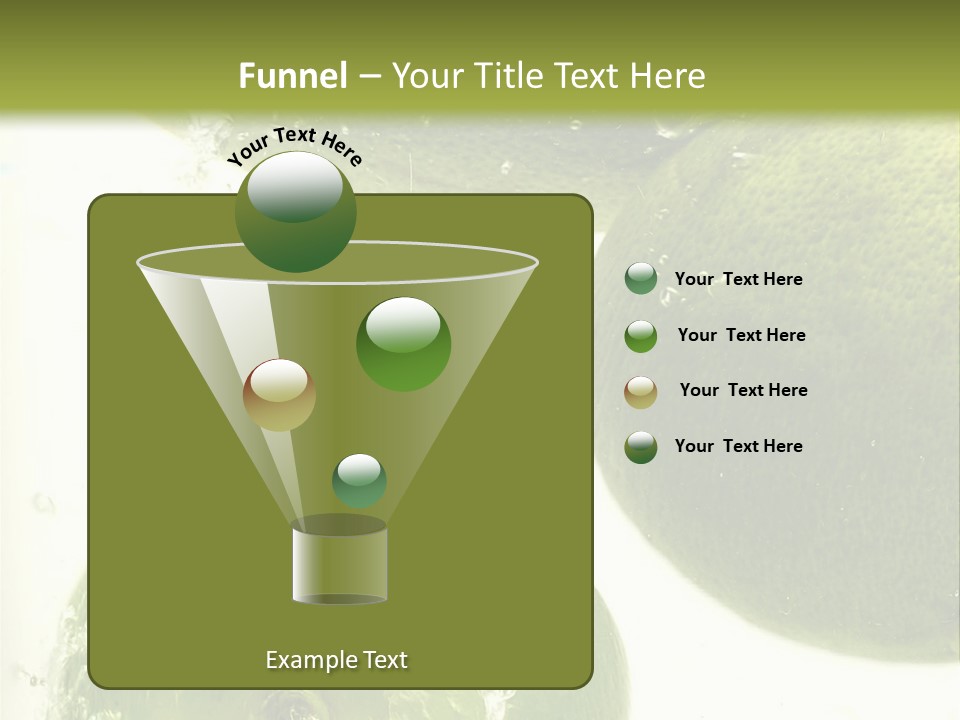 A Green Apple And Two Limes Are In The Water PowerPoint Template
