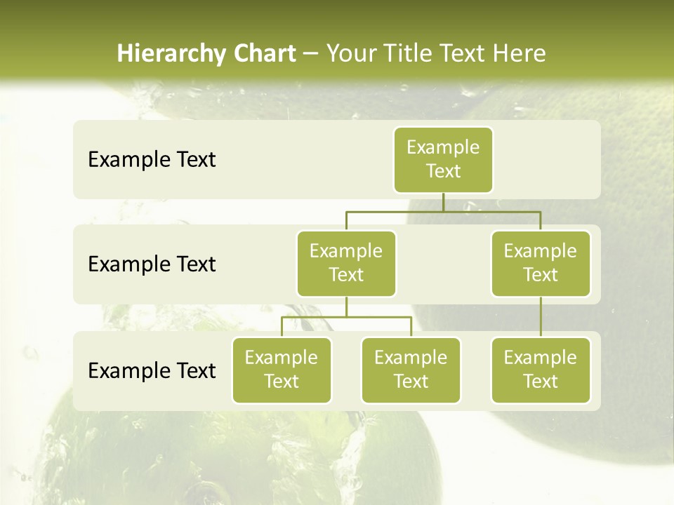 A Green Apple And Two Limes Are In The Water PowerPoint Template