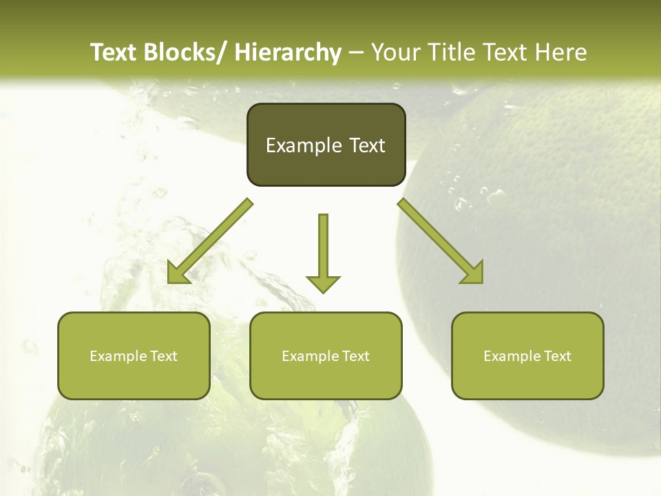 A Green Apple And Two Limes Are In The Water PowerPoint Template