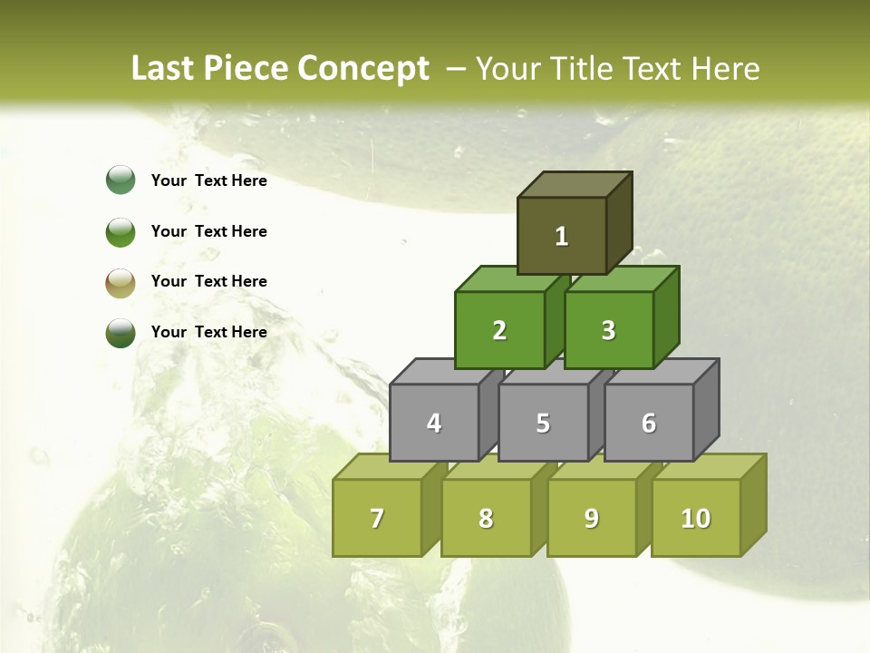 A Green Apple And Two Limes Are In The Water PowerPoint Template