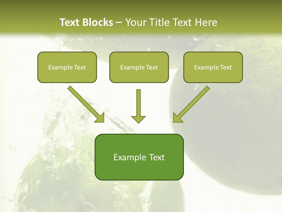 A Green Apple And Two Limes Are In The Water PowerPoint Template