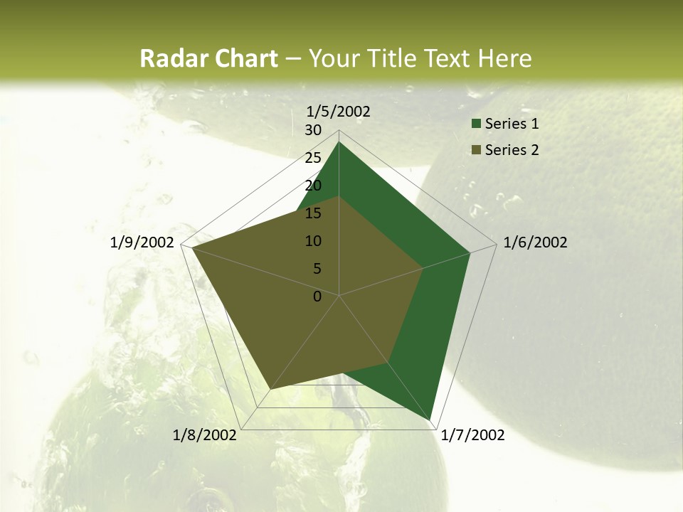 A Green Apple And Two Limes Are In The Water PowerPoint Template