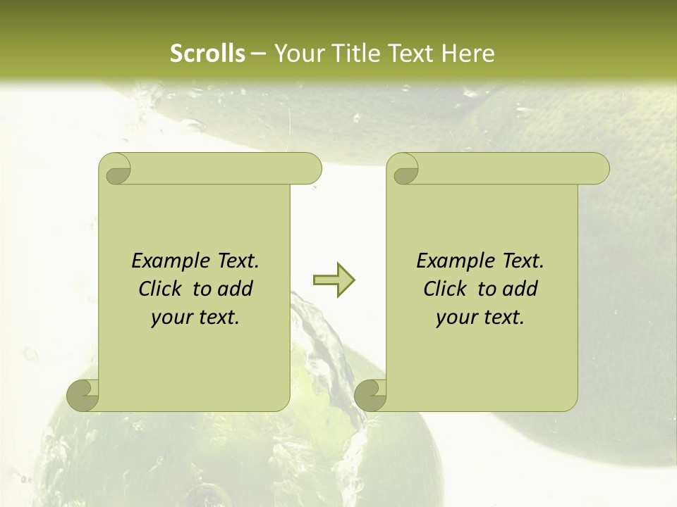 A Green Apple And Two Limes Are In The Water PowerPoint Template