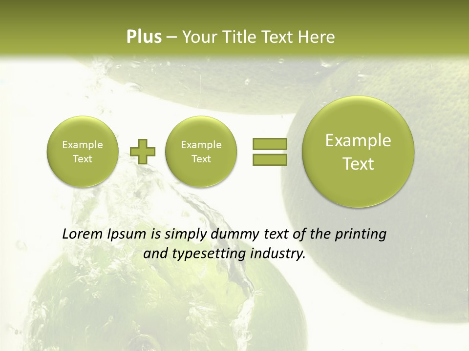 A Green Apple And Two Limes Are In The Water PowerPoint Template