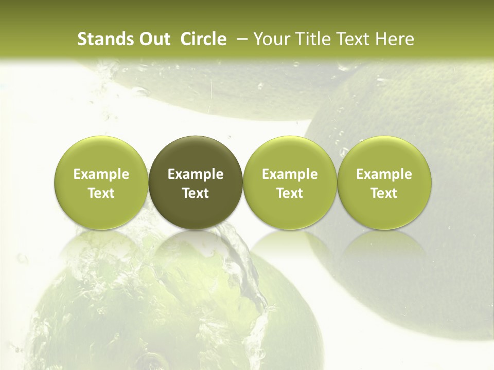 A Green Apple And Two Limes Are In The Water PowerPoint Template