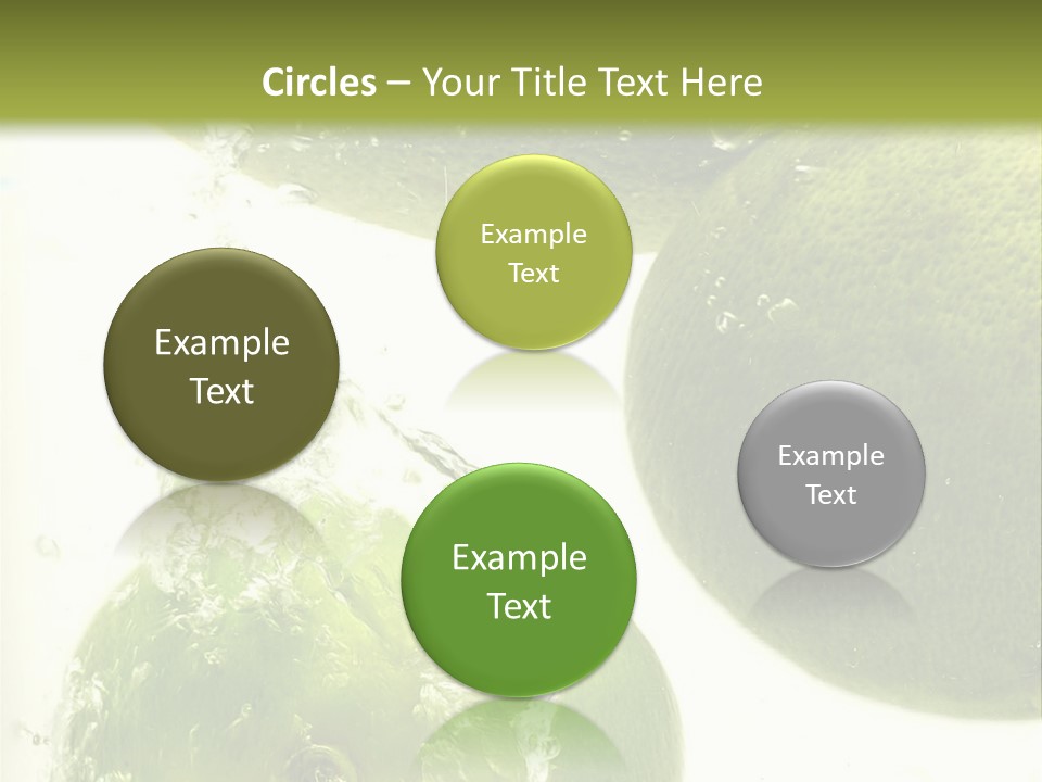 A Green Apple And Two Limes Are In The Water PowerPoint Template