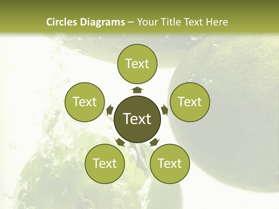 A Green Apple And Two Limes Are In The Water PowerPoint Template