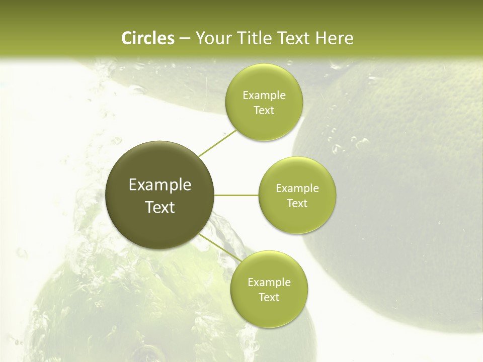 A Green Apple And Two Limes Are In The Water PowerPoint Template