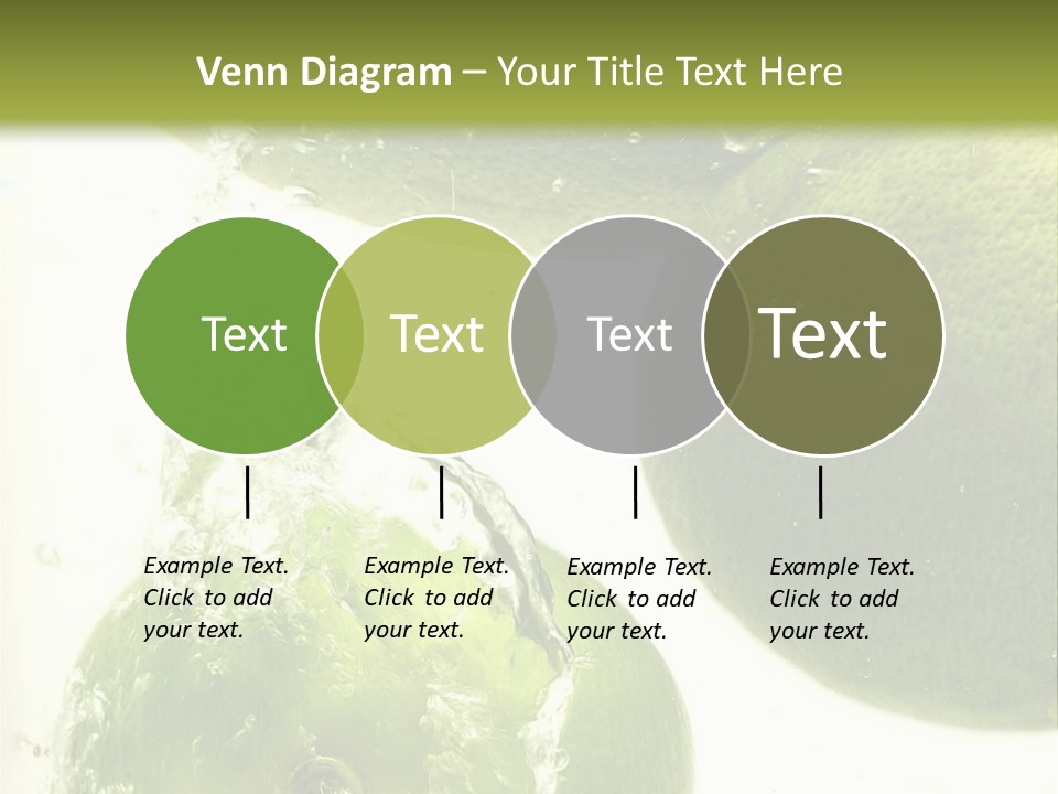 A Green Apple And Two Limes Are In The Water PowerPoint Template