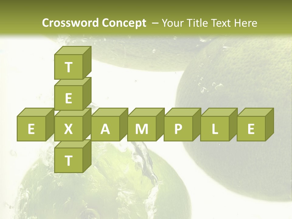 A Green Apple And Two Limes Are In The Water PowerPoint Template