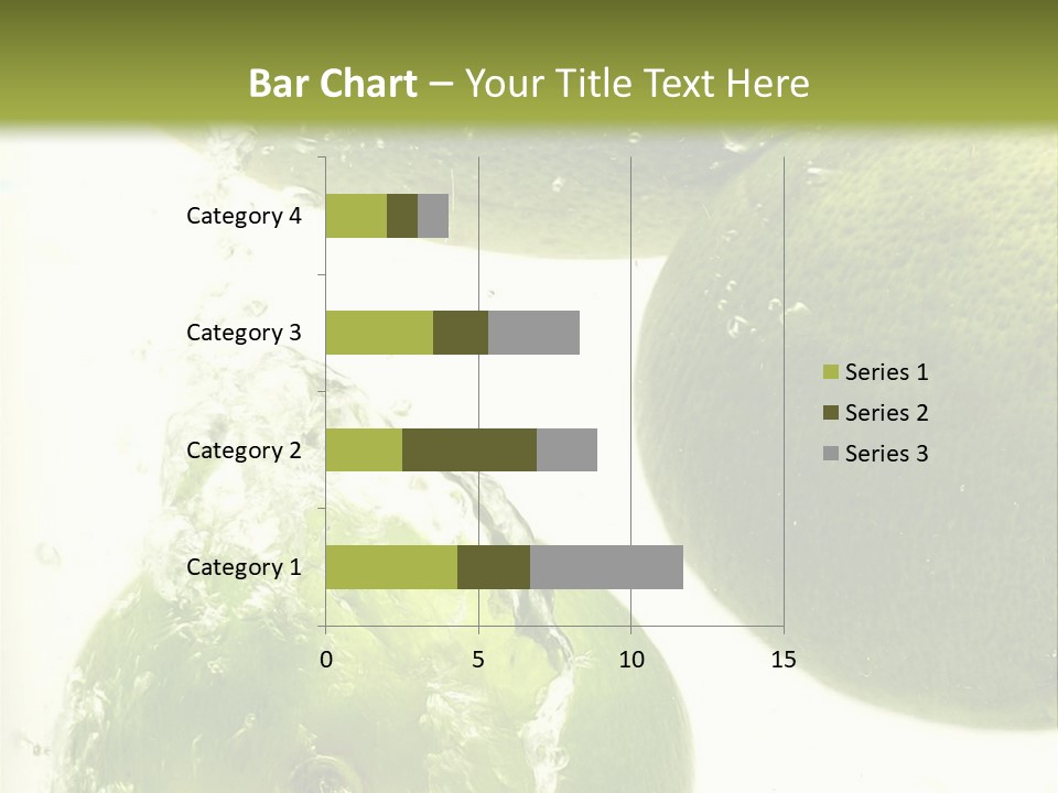 A Green Apple And Two Limes Are In The Water PowerPoint Template