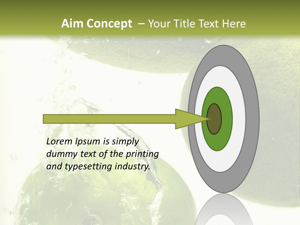 A Green Apple And Two Limes Are In The Water PowerPoint Template