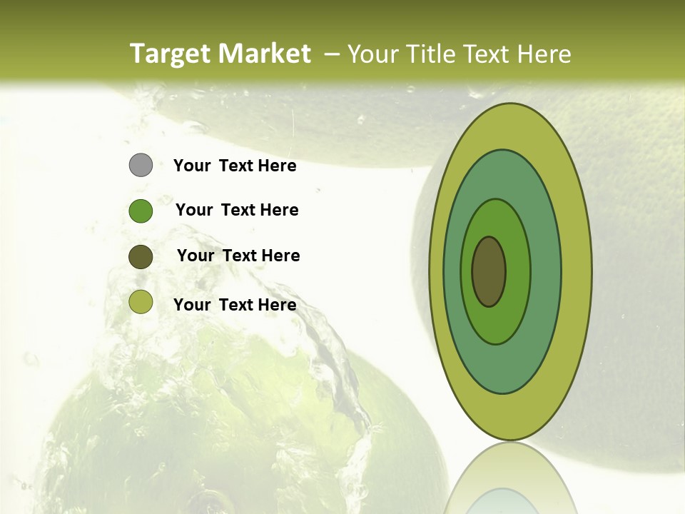 A Green Apple And Two Limes Are In The Water PowerPoint Template