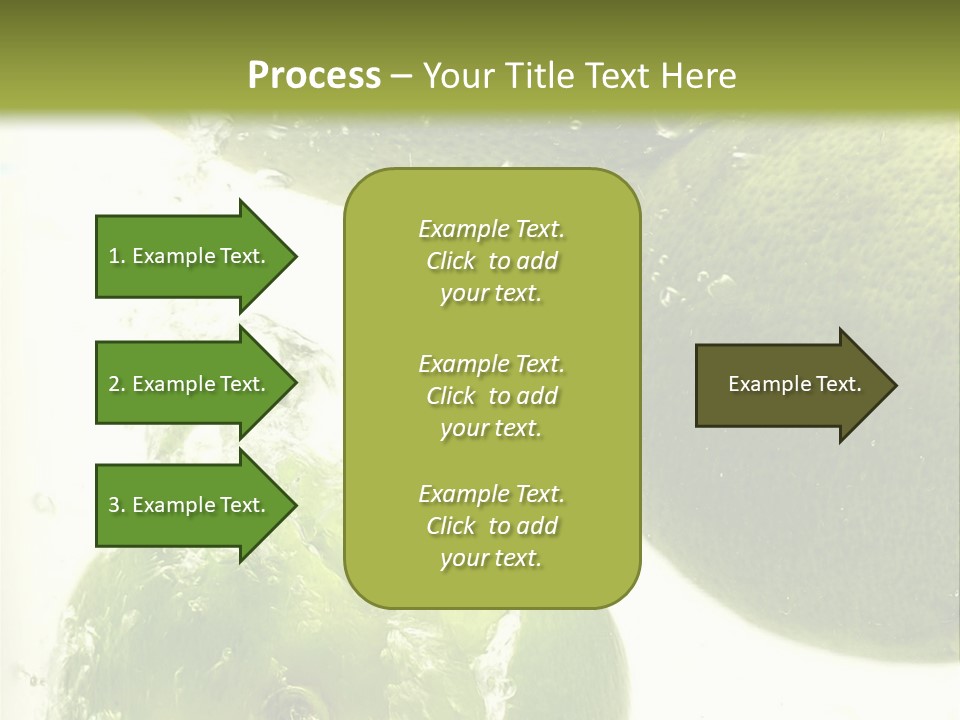 A Green Apple And Two Limes Are In The Water PowerPoint Template