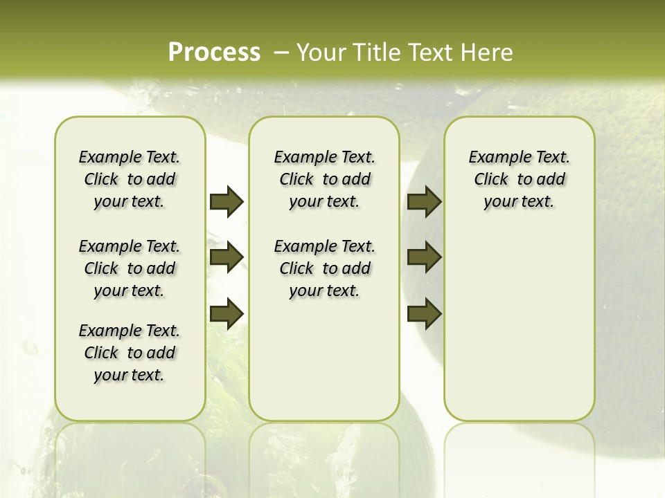A Green Apple And Two Limes Are In The Water PowerPoint Template