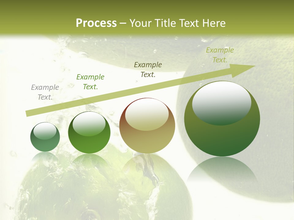 A Green Apple And Two Limes Are In The Water PowerPoint Template