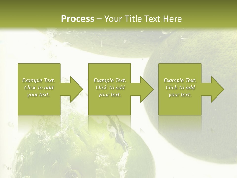 A Green Apple And Two Limes Are In The Water PowerPoint Template