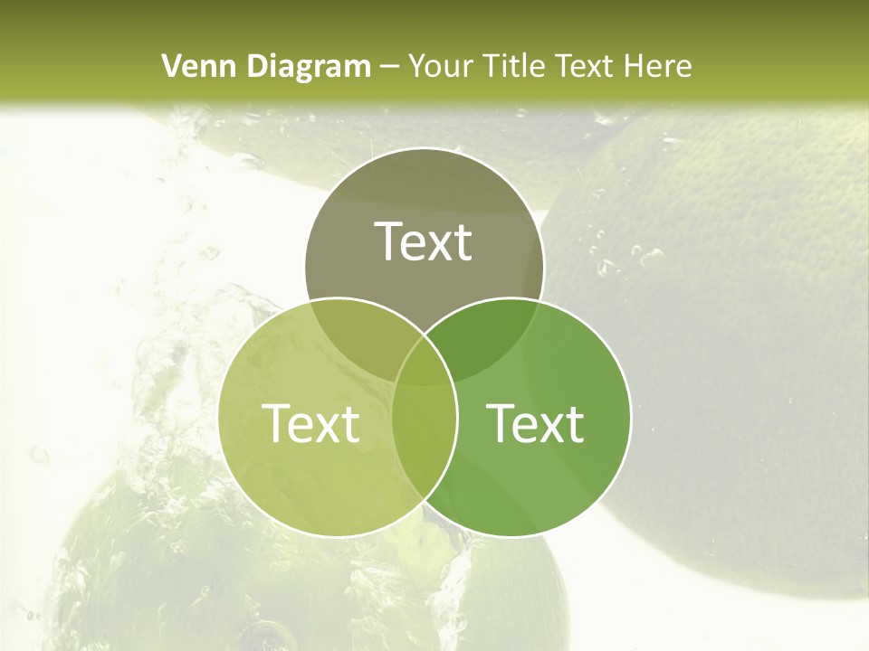 A Green Apple And Two Limes Are In The Water PowerPoint Template