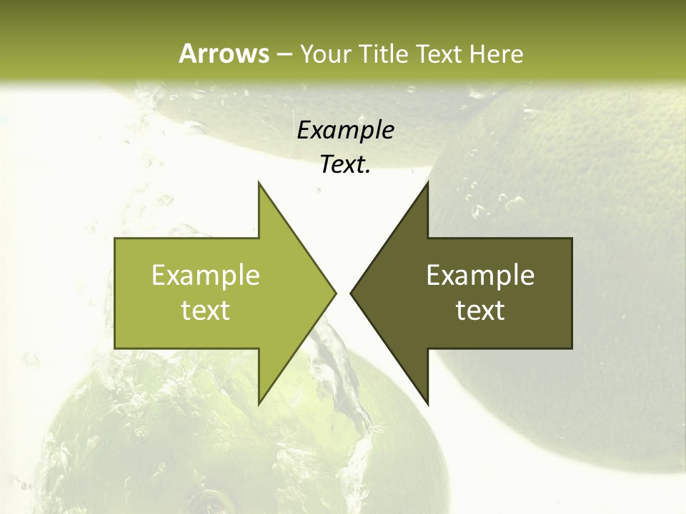 A Green Apple And Two Limes Are In The Water PowerPoint Template